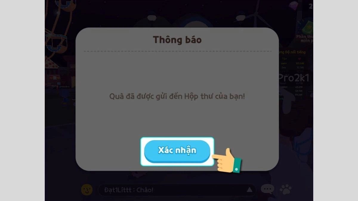 Bạn đã nhận được quà tặng thành công thông qua code Play Together.