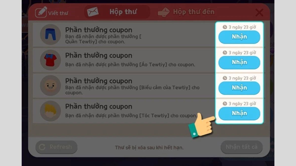 Thông báo nhận phần thưởng code Play Together VNG thành công
