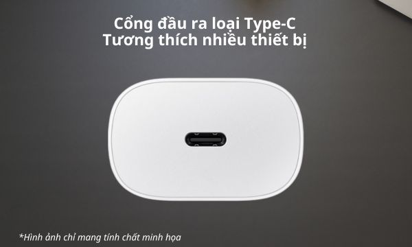 Củ sạc Samsung 25 W Type C (không kèm cáp) Trắng đầu ra type c