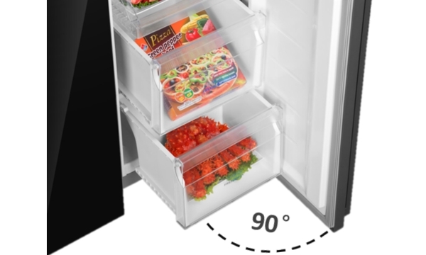 Tủ lạnh Aqua Inverter 456 lít AQR-M530EM(SLB) góc mở tủ 90 độ