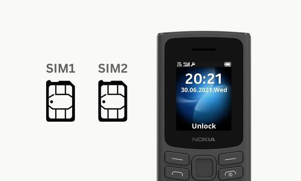 Điện thoại Nokia 105 4G có 2 khe nano sim