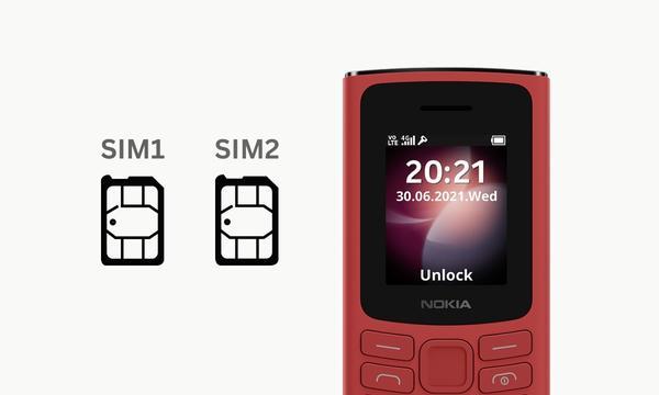 Điện thoại Nokia 105 4G có 2 khe nano sim
