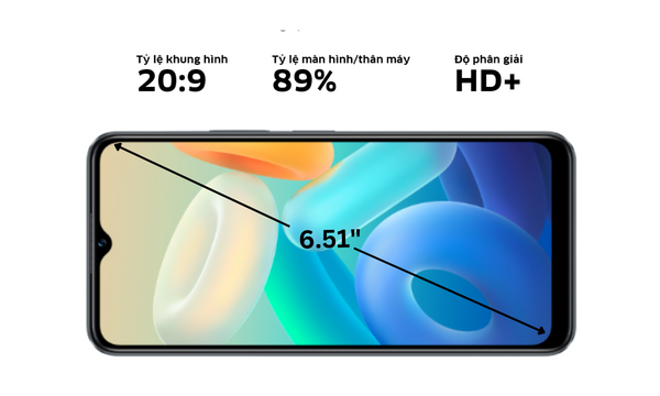 Điện thoại Vivo Y21 màn hình lớn thiết kế tràn viền