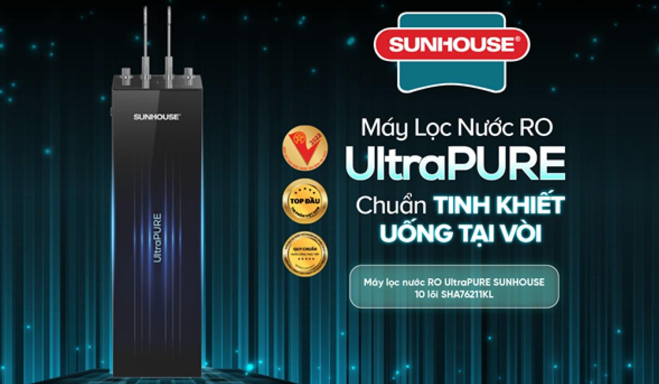 Máy lọc nước nóng lạnh RO UltraPURE Sunhouse 10 lõi SHA76211KL