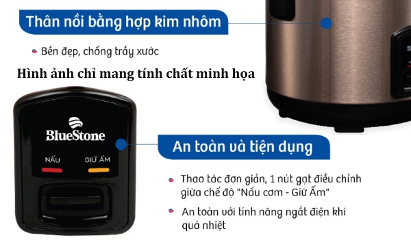 Nồi cơm nắp gài BlueStone 1.2 lít RCB-5512