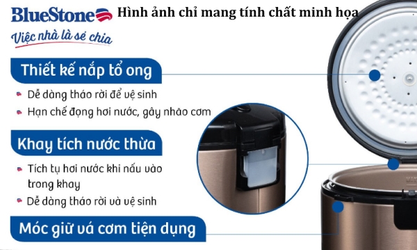 Nồi cơm nắp gài BlueStone 1.8 lít RCB-5519