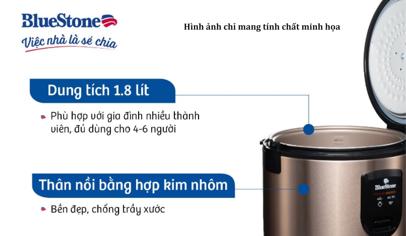 Nồi cơm nắp gài BlueStone 1.8 lít RCB-5519