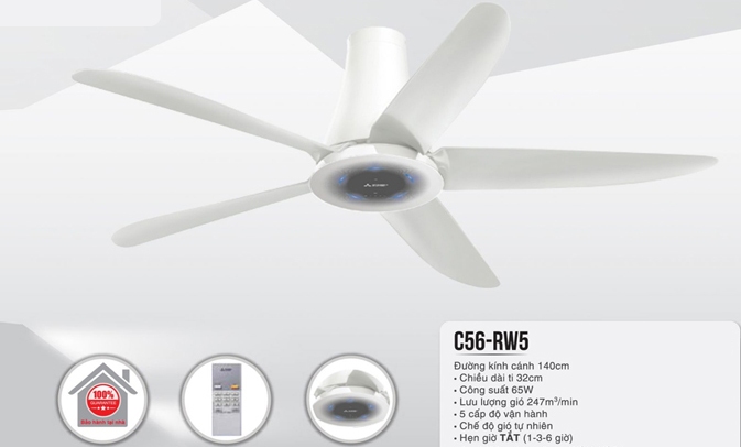 Quạt trần Mitsubishi C56-Rw5 Cy-Gy có nhiều chế độ vận hành