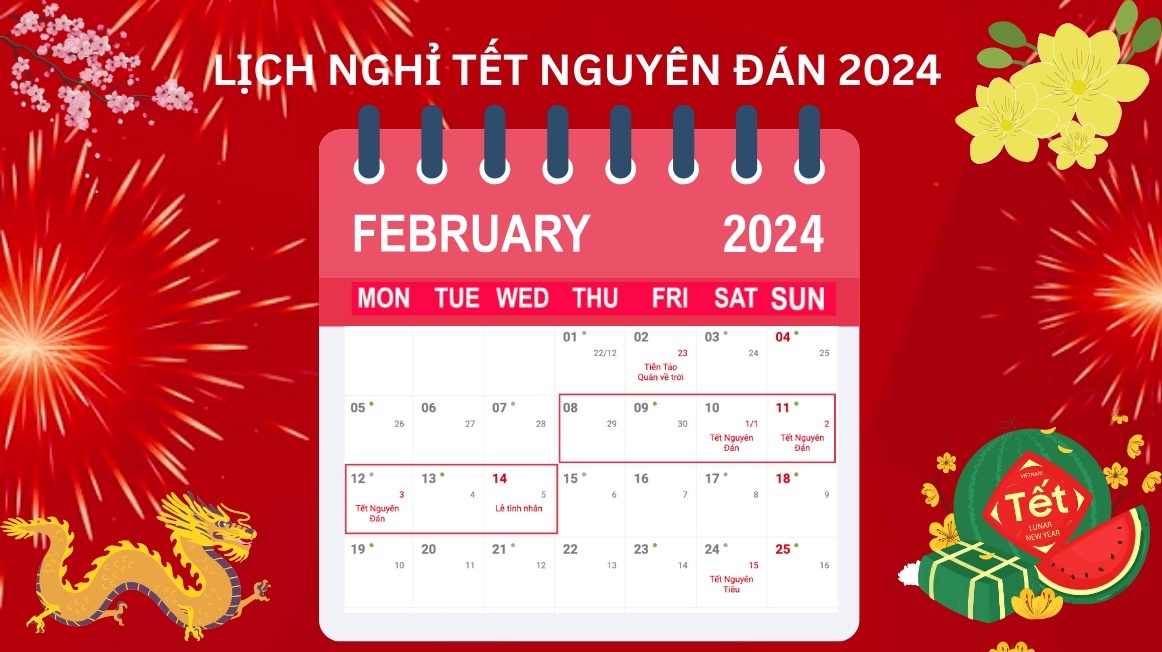 Lịch nghỉ Tết Nguyên đán 2024 chính thức: Được nghỉ tết Âm mấy ngày? |  Nguyễn Kim Blog
