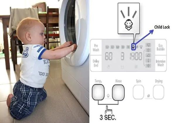 Chế độ khóa trẻ em Child Lock của máy giặt Samsung