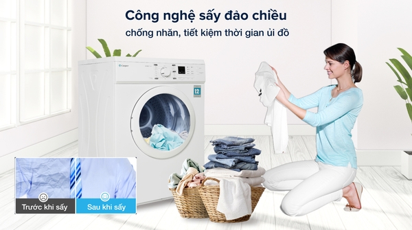 Công nghệ sấy đảo chiều chống nhăn, tiết kiệm thời gian ủi đồ 