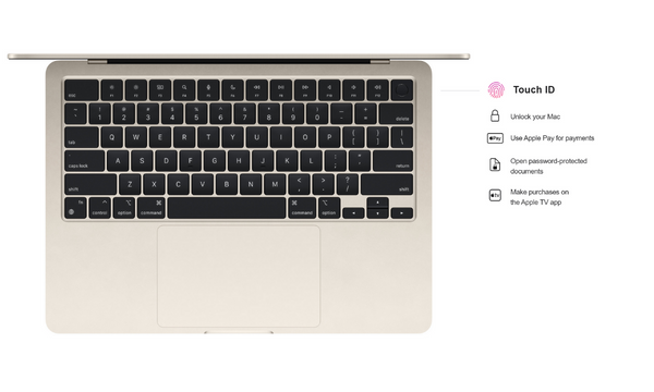 Laptop MacBook Air M2 2022 8GB/512GB/10 Core GPU MLY23SA/A Vàng bàn phím Magic Keyboard