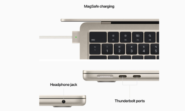 Laptop MacBook Air M2 2022 8GB/512GB/10 Core GPU MLY23SA/A Vàng kết nối đa dạng, nhanh chóng