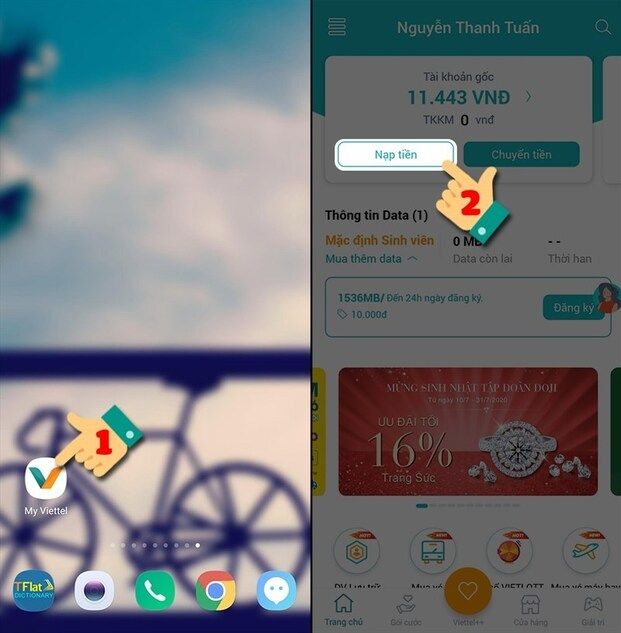 cách ứng tiền qua ứng dụng My Viettel