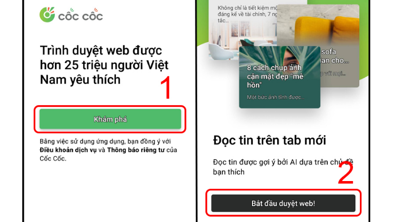 Cài đặt Cốc Cốc trên điện thoại