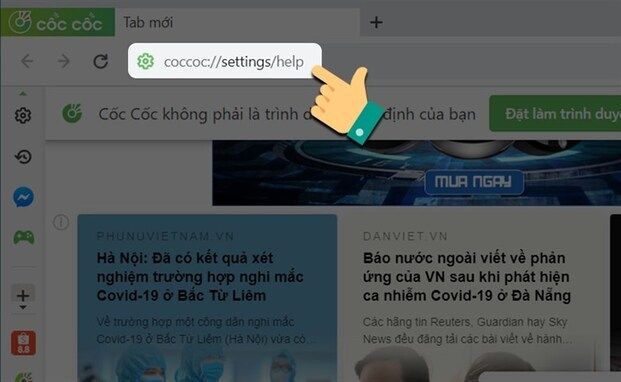 Nhập đường dẫn vào thanh tìm kiếm Cốc Cốc và nhấn Enter