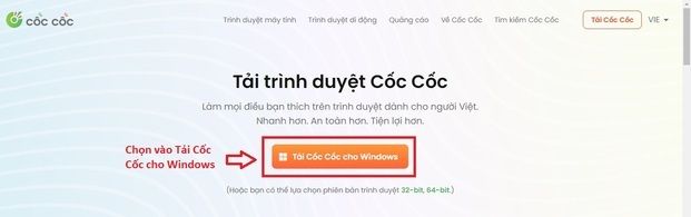 Truy cập link và tiến hành tải Cốc Cốc