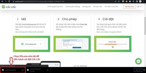 Chạy file.exe vừa tải
