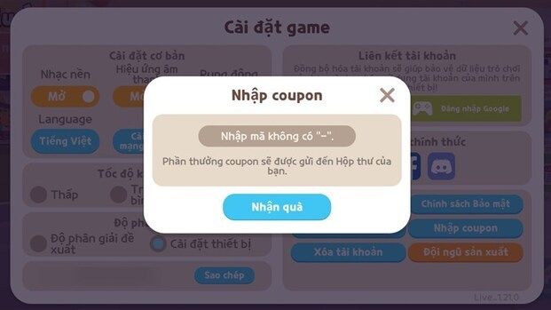 Bạn có thể nhập Code Play Together trực tiếp từ game