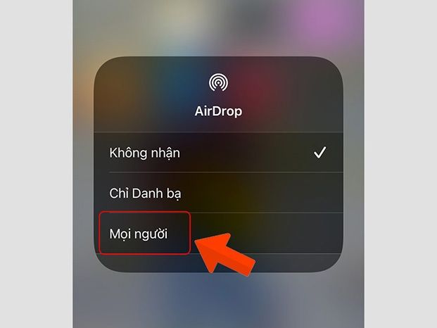 Cách bật tính năng Airdrop cho các đối tượng