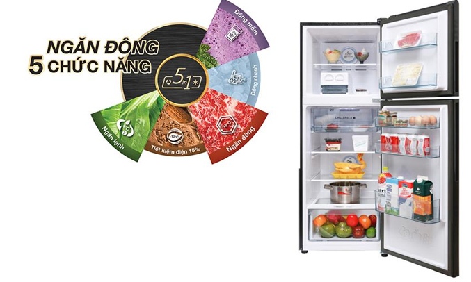 Tủ lạnh Aqua Inverter 270 lít AQR-IG288EN (GB) - Ngăn đông 5 chức năng tiện lợi