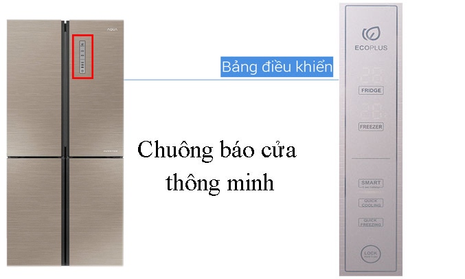 Tủ lạnh Aqua Inverter 456 lít AQR-IG525AM (GG) có thiết kế bảng điều khiển cảm ứng