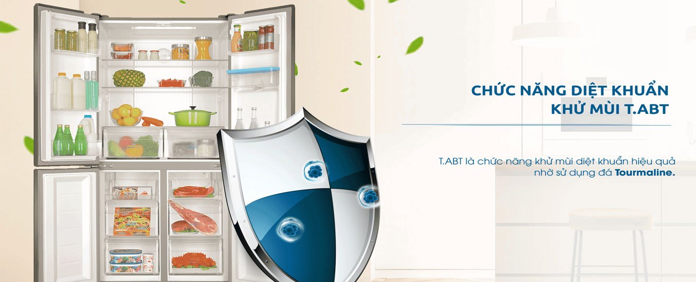 Tủ lạnh Aqua Inverter 456 lít AQR-IG525AM (GG)công nghệ kháng khuẩn tiêu diệt vi khuẩn có hại