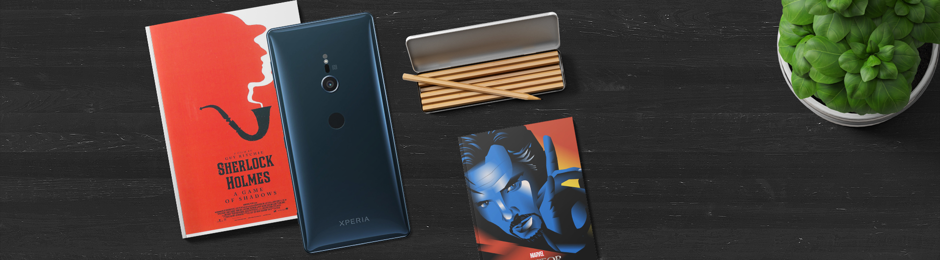 Điện thoại Sony Xperia XZ2 màu xanh mặt sau