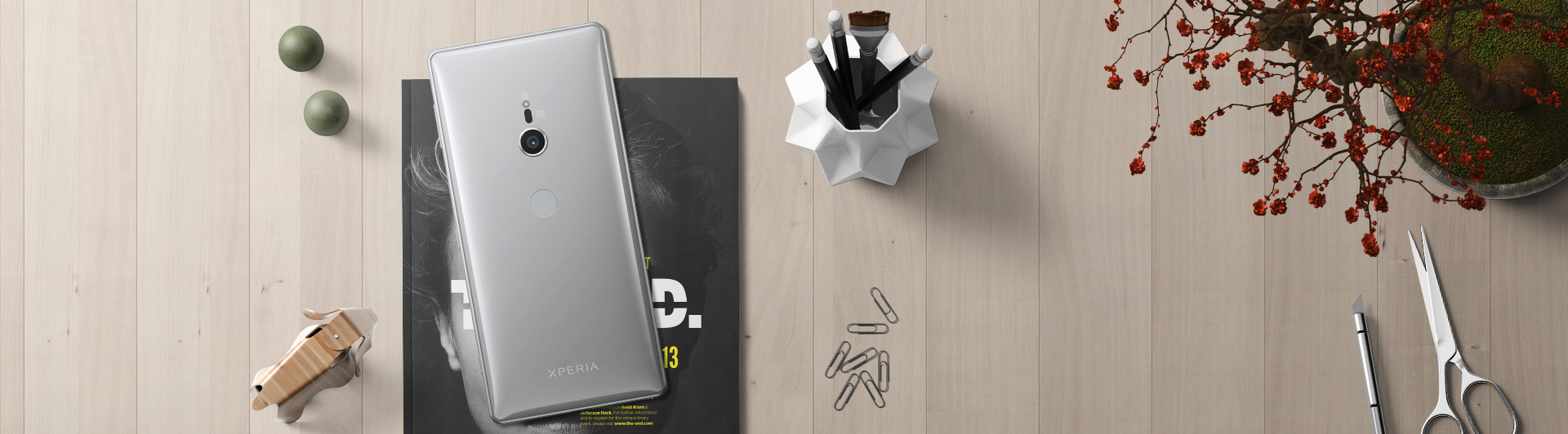 Điện thoại Sony Xperia XZ2 màu bạc mặt sau