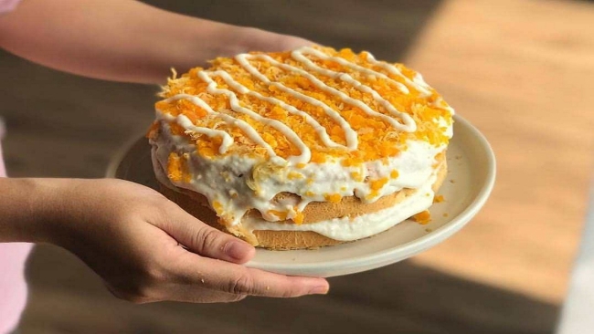 Làm bánh bông lan trứng muối không cần lò nướng