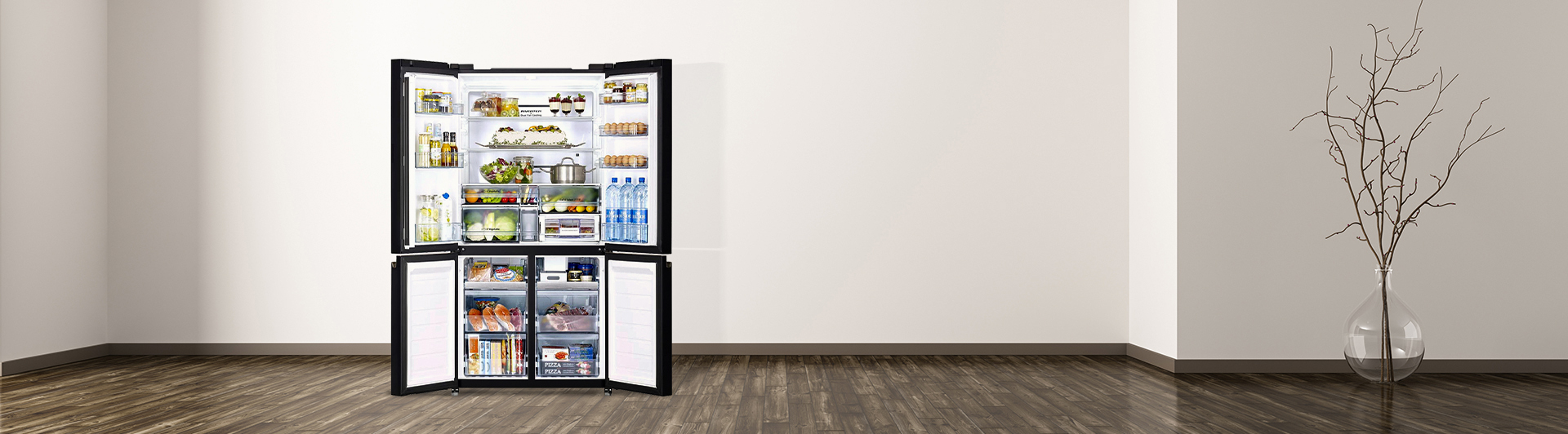 Tủ lạnh Hitachi Inverter 569 lít R-WB640VGV0X (MGW) mặt chính diện cửa mở