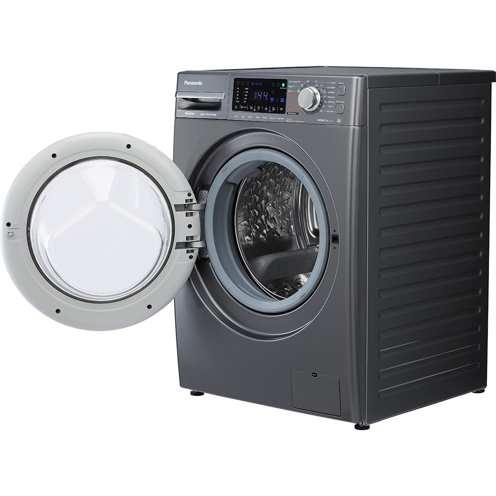 Máy giặt Panasonic Inverter 9 kg NA-V90FX1LVT mặt nghiêng phải cửa mở