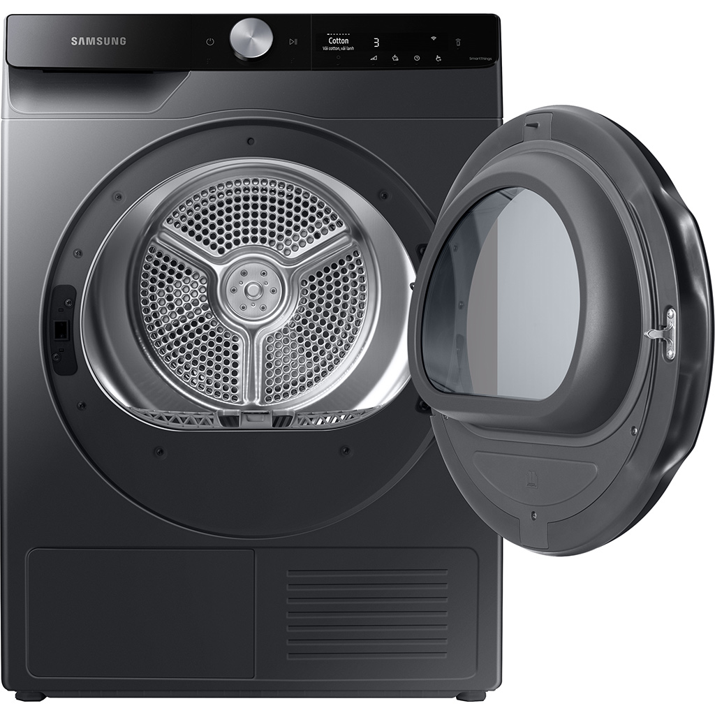 Máy sấy bơm nhiệt Samsung Inverter 9 kg DV90T7240BB/SV mặt chính diện cửa mở