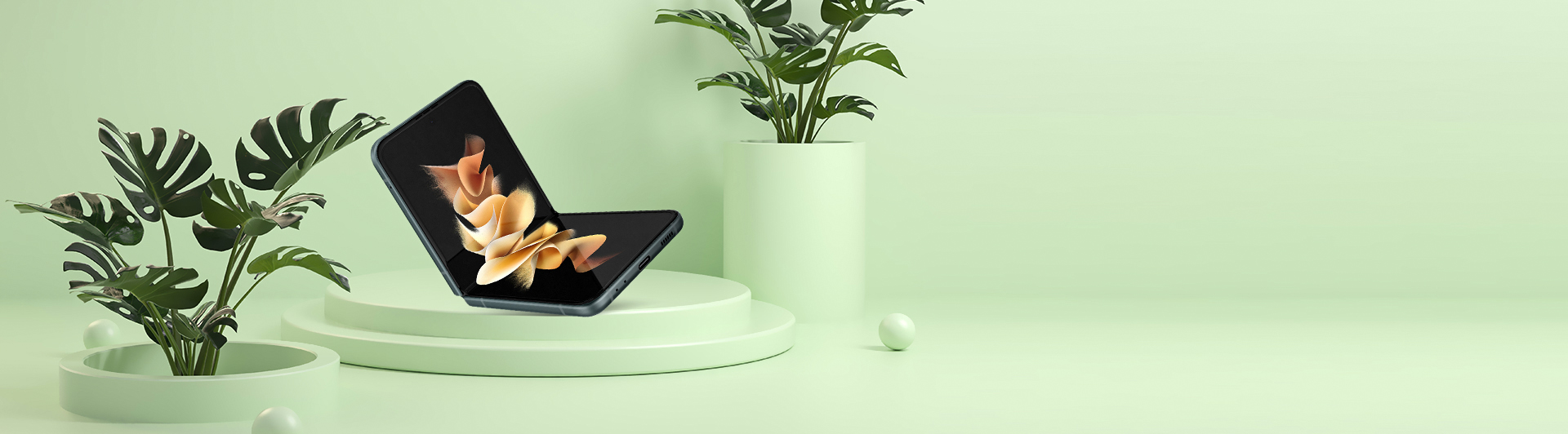 Điện thoại Samsung Galaxy Z Flip 3 128GB Xanh Lá máy mở mặt chính diện