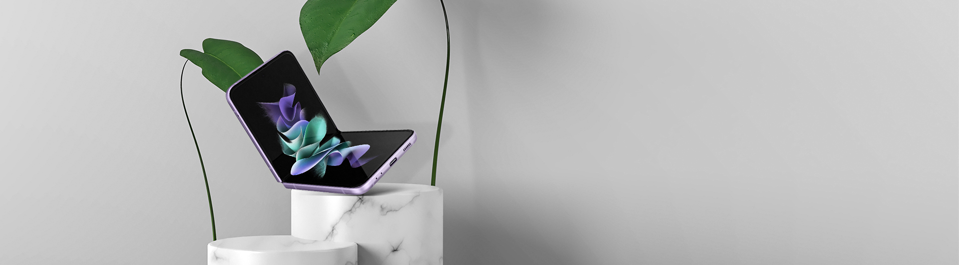 Điện thoại Samsung Galaxy Z Flip 3 256GB Tím máy mở mặt chính diện