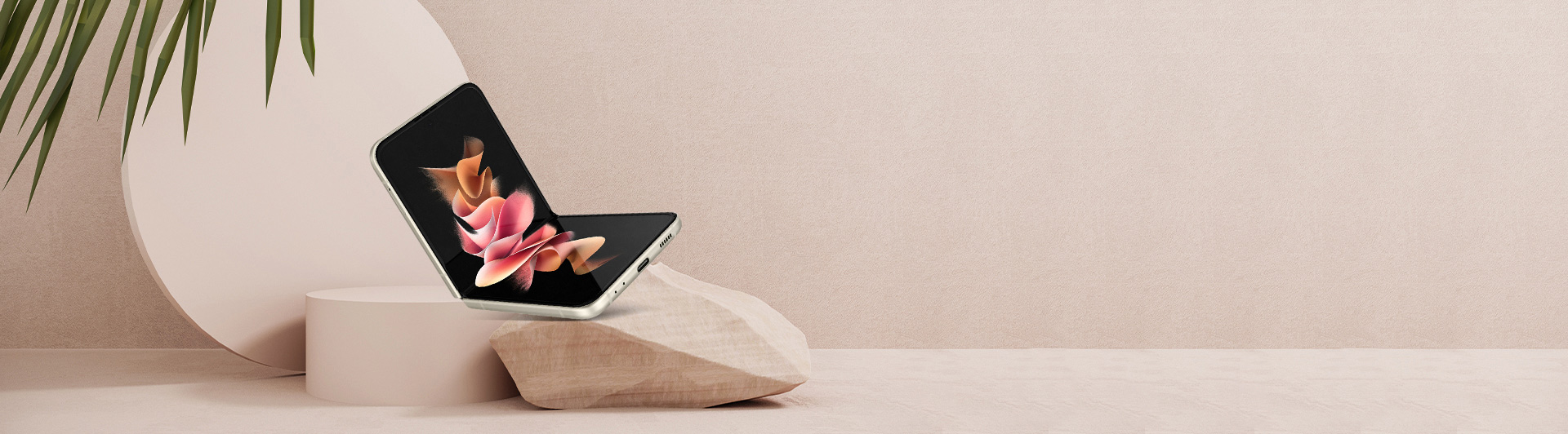 Điện thoại Samsung Galaxy Z Flip 3 256GB Kem máy mở mặt chính diện