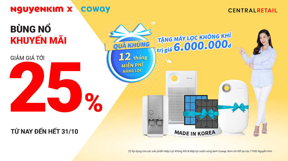 Coway Bùng Nổ Khuyến Mãi Hấp Dẫn Tại Nguyễn Kim