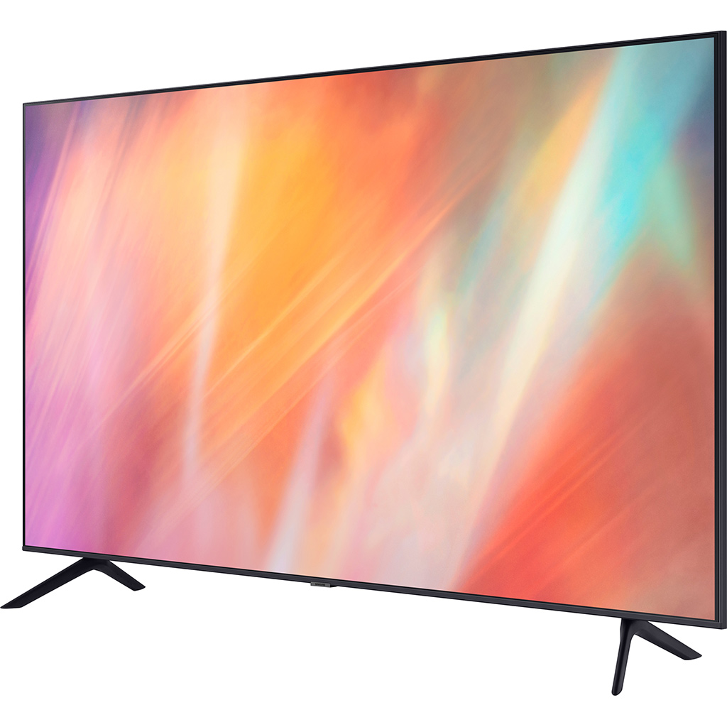 Smart Tivi Samsung 4K 75 inch UA75AU7700KXXV mặt nghiêng phải