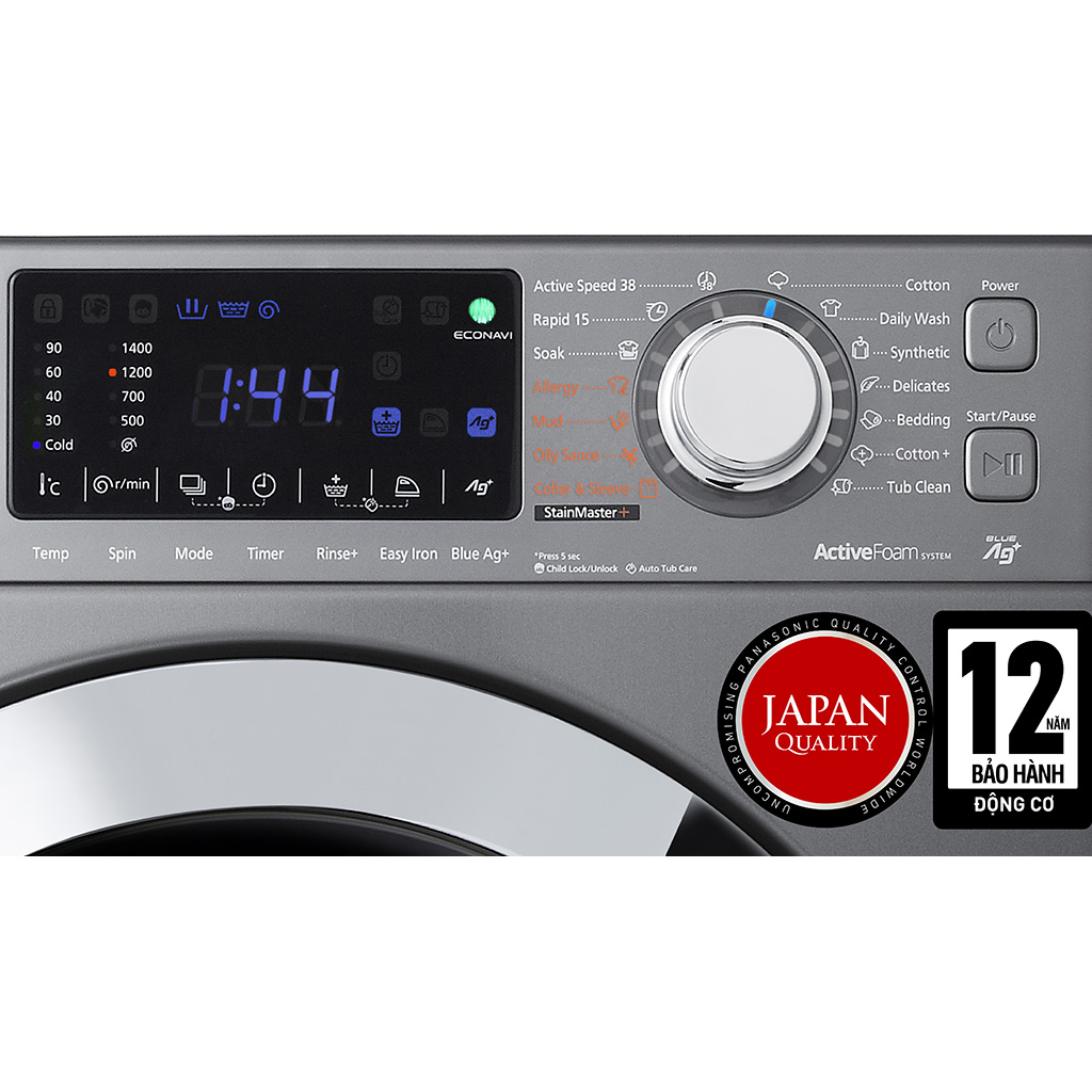 Máy giặt Panasonic Inverter 9 kg NA-V90FX1LVT bảng điều khiển