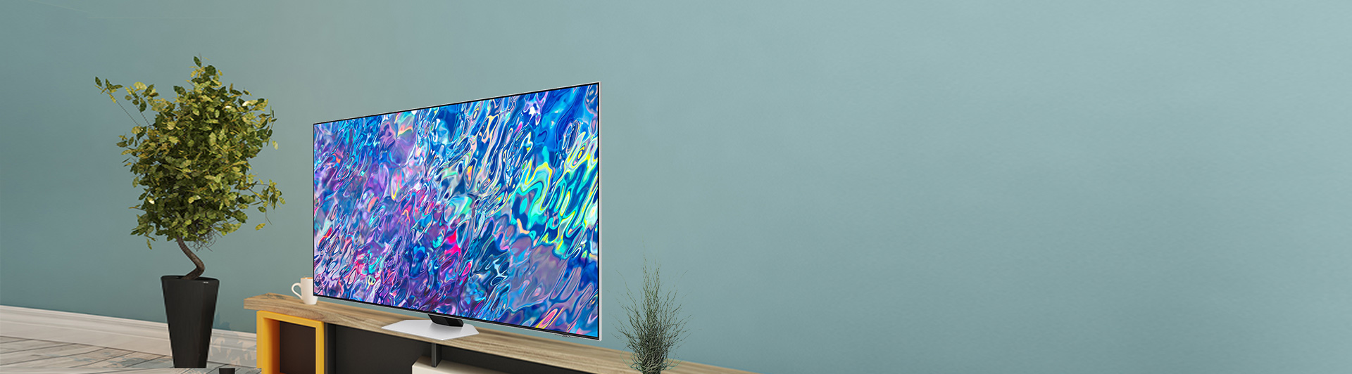 Smart Tivi Neo QLED Samsung 4K 85 inch QA85QN85BAKXXV mặt nghiêng phải