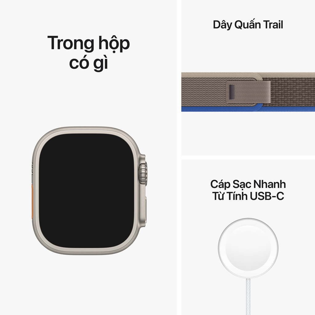 Apple Watch Ultra LTE 49mm viền Titanium dây Blue/Gray Trail size S/M MNHL3VN/A bộ