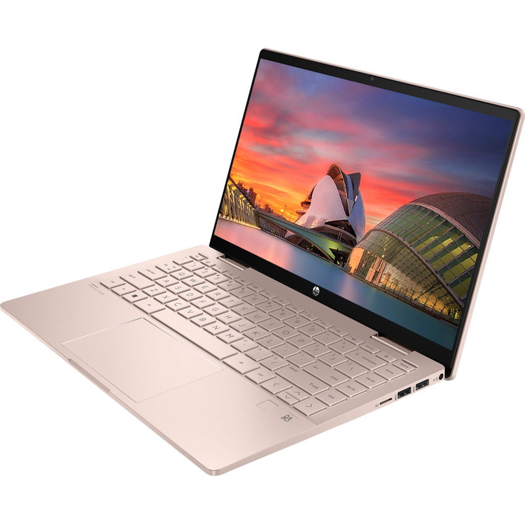 Laptop HP Pavilion X360 14-EK0133TU i5-1235U 7C0P7PA nghiêng trái