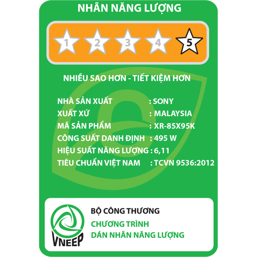 Google Tivi Sony 4K 85 inch XR-85X95K tem năng lượng