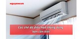 Các chế độ điều hòa thông dụng