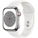 Apple Watch S8 LTE 41mm viền thép Bạc dây silicone Trắng MNJ53VN/A nghiêng trái