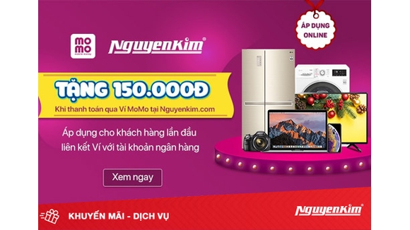 Ưu đãi ngay 150.000 đồng khi mua sắm Nguyễn Kim qua ví Momo