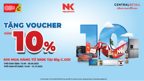 Đến Big C mua sắm, nhận ngay voucher KHỦNG khi mua hàng tại Nguyễn Kim
