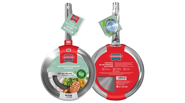Chảo inox đa lớp Sunhouse 24 cm IN24M6