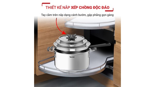 Bộ 3 nồi inox Tefal Optispace cao cấp đường kính 16, 20, 24 cm