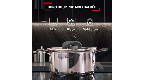Bộ 3 nồi inox Tefal Optispace cao cấp đường kính 16, 20, 24 cm